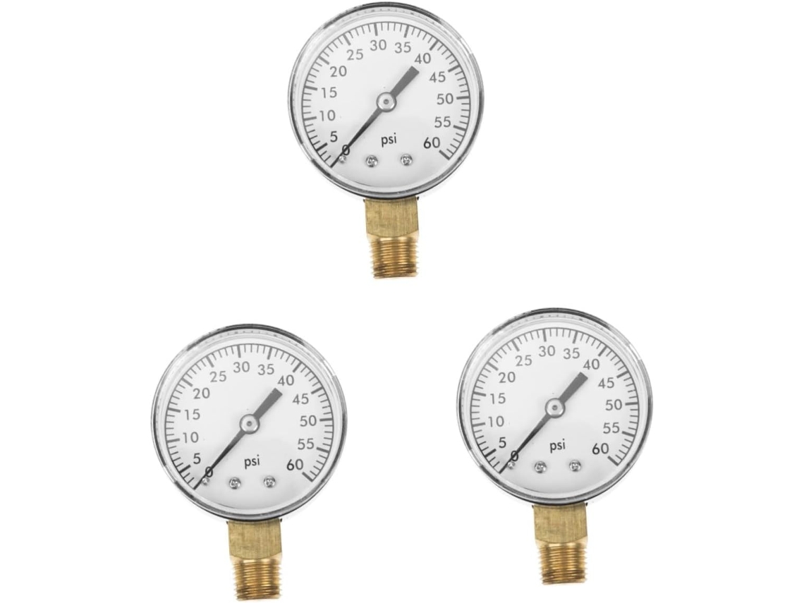 Conjunto De 3 Peças Com Manômetro E Medidor De Pressão De Água Para Filtro De Piscina E Jardim.