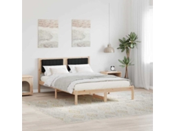 Vidaxl Estrutura de Cama com Cabeceira Estofada Preto 135 X 190 Cm