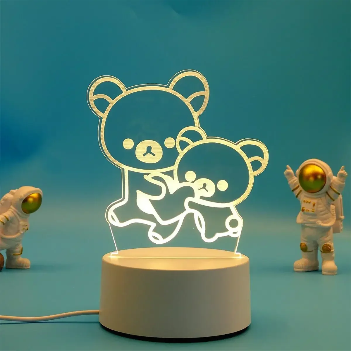 Luminária Noturna Led Usb 3d em Acrílico , Ideal para Decoração de Casa e Quarto. MDUG (3 Cores)