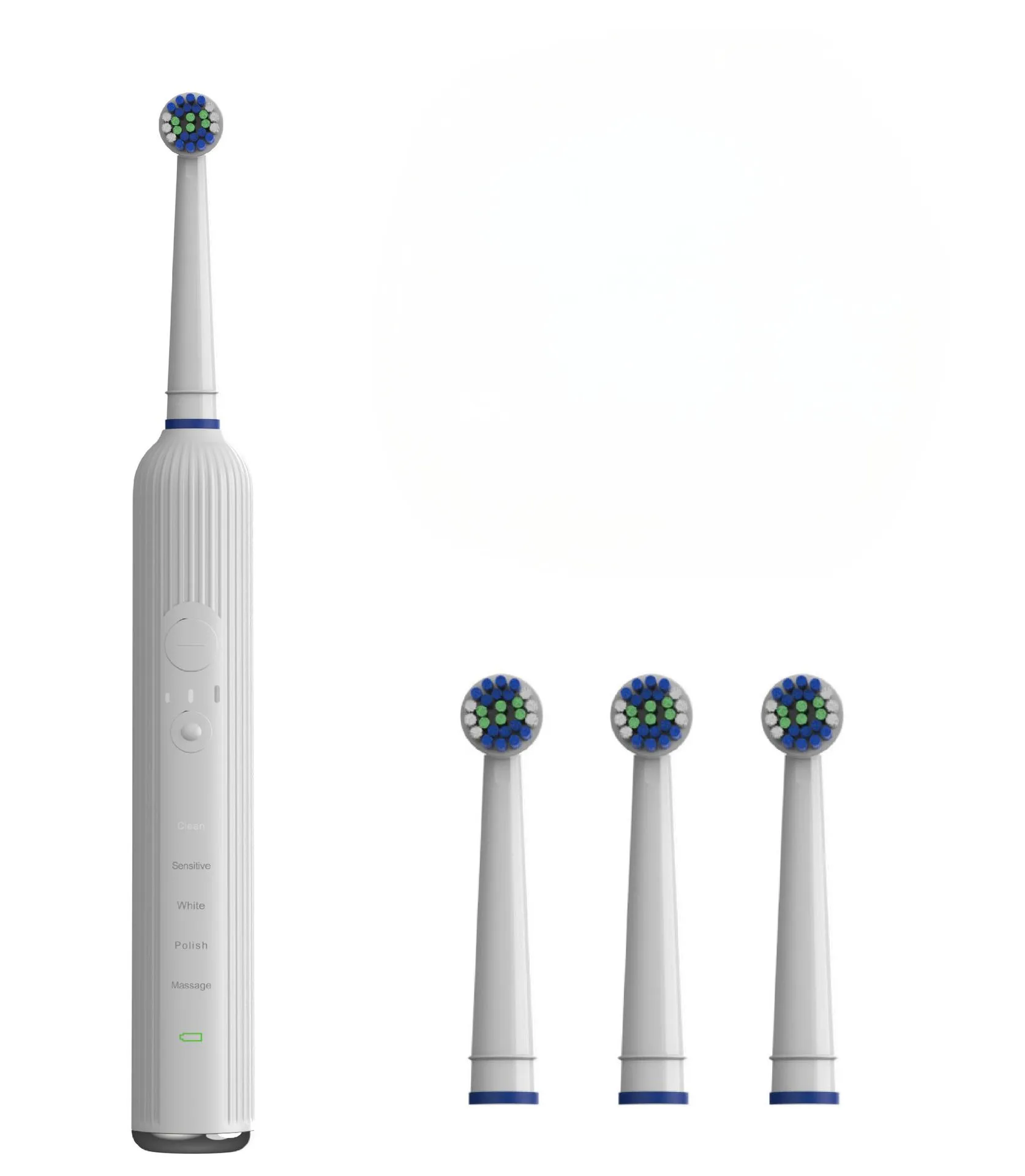 Escova de Dentes Elétrica Adulto, Sônica com 3 Cabeças, Ipx7 À Prova D’água, Recarregável por Usb, Portátil para Viagem. Branco CZHHMART