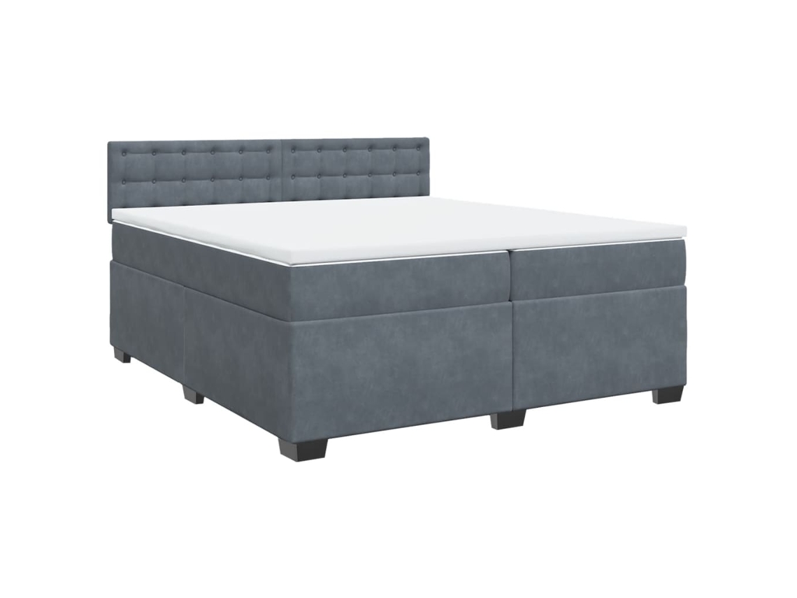Cama com Molas e Colchão Veludo Cinzento Escuro MAISON EXCLUSIVE (200x200 cm)
