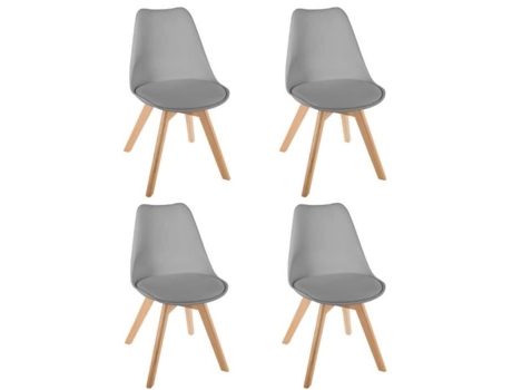 Cadeiras Baya Design PARIS PRIX Conjunto de 4 Cinza Polipropileno Espuma e Faia