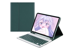 Capa de Teclado Bluetooth para Samsung Tab S7plus 12.4 com Teclado, português, Verde Escuro XIAOMOYU