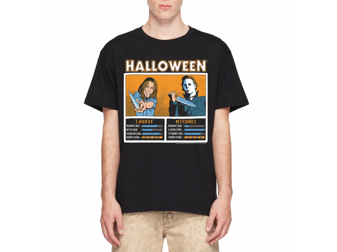 Rockinstone Halloween Movie Laurie Vs Michael Face Off Black Adult T-shirt Size:xxl