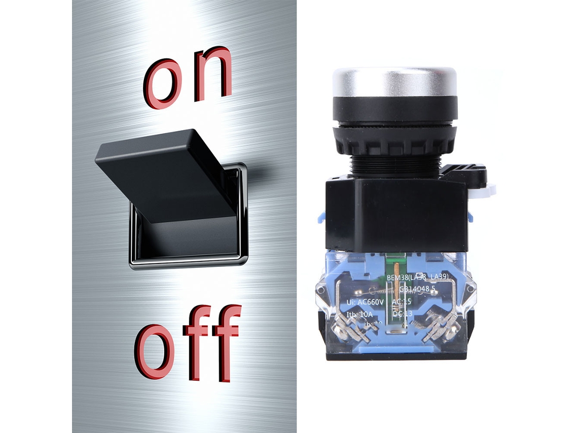 10 Interruptores Bem38 11 22mm Spst Auto resetar