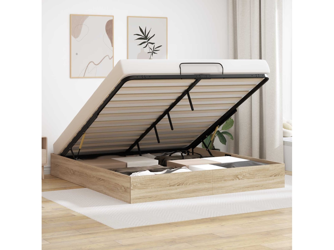 Vidaxl Estrutura De Cama Ottoman Carvalho Sonoma 203 X 160 X 25 Cm