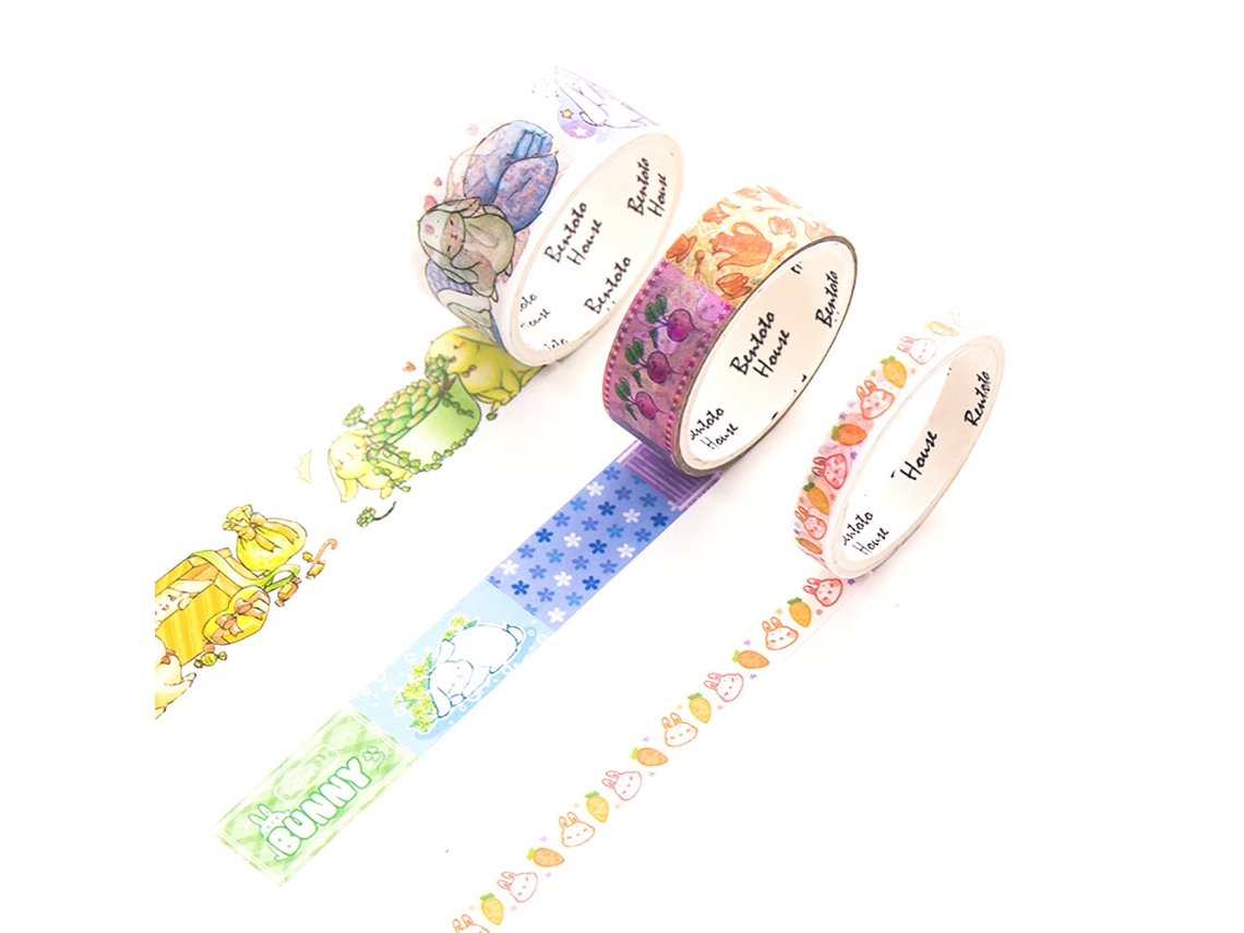 3 rolos de 3 metros de papel adesivo washi com lindos desenhos de animais para decorar trabalhos manuais.