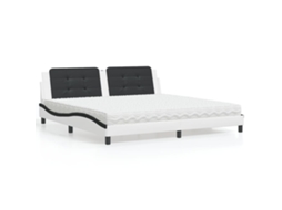 Estrutura de Cama Vidaxl com molas 200x200 cm couro artificial cor creme