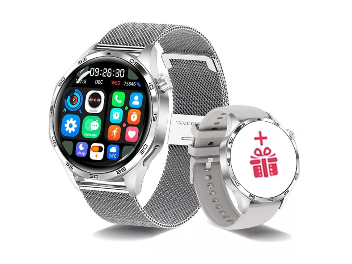 Smartwatch (malha Prateada), Tela De 1,53 Polegadas, Assistente De Saúde, Bateria De Longa Duração.
