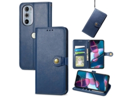Capa De Couro Com Fivela Retrô De Cor Sólida Para Motorola Edge 30 Pro
