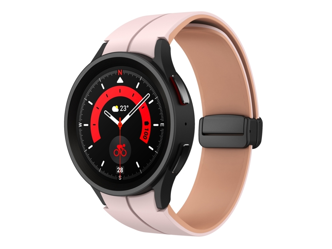 Bracelete Silicone Dual Color com Fivela Magnética para Samsung Galaxy Watch 6 / 6 Classic Rosa + Rosa Sussurrante XIAOMOYU