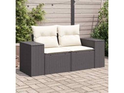 Sofá De Jardim Com Almofadões 2 Lugares Vime Pe Preto Dkd Home Decor