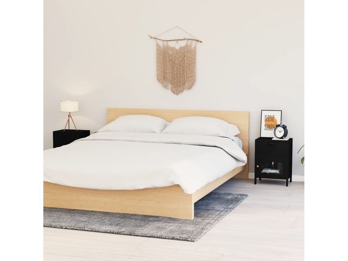 Vidaxl Mesas De Cabeceira 2 Pcs 40x30x54,5 Cm Vidro E Aço Preto