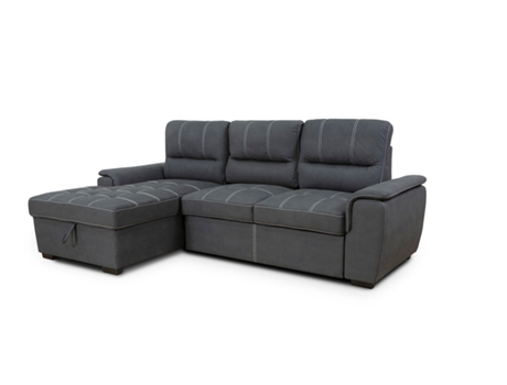 Sofá-Cama Chaise Longue New Farrar 256Cm Preto Chaise Esquerda SALDOSYSTOCKS