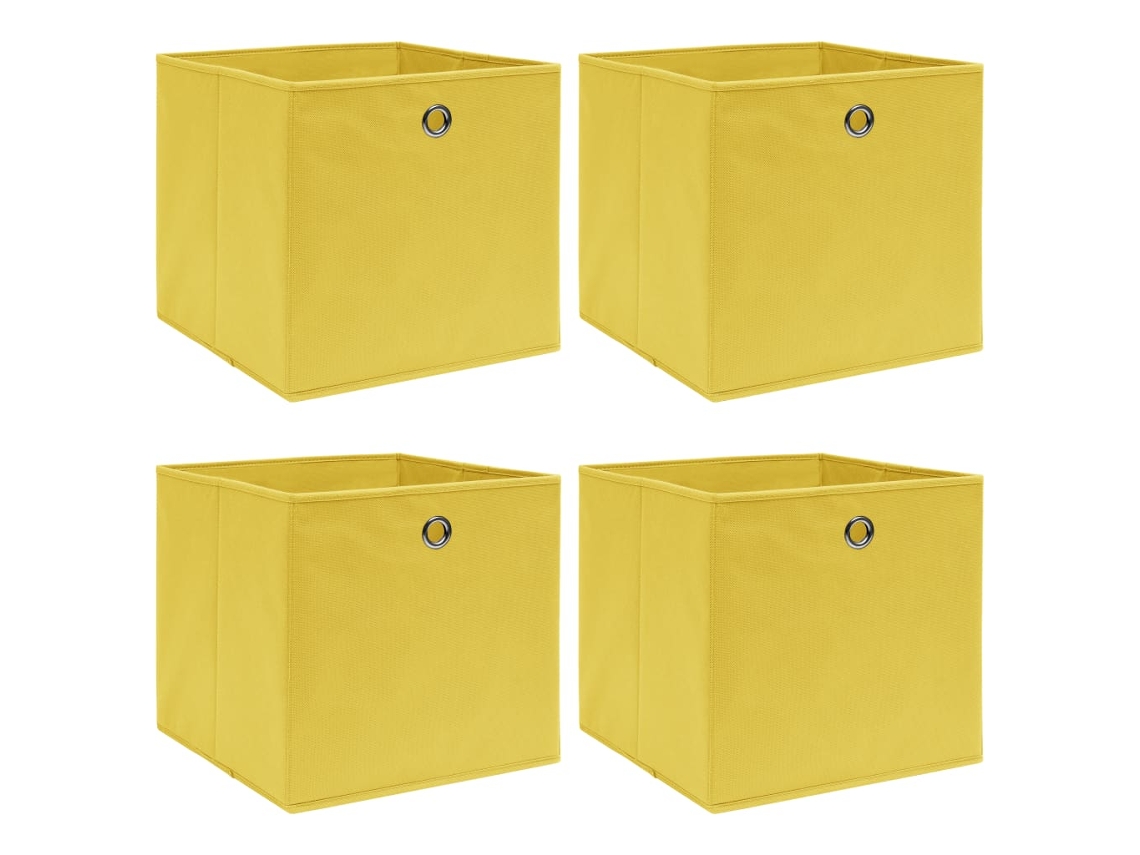 Vidaxl Caixas De Arrumação 4 Pcs 32x32x32 Cm Tecido Amarelo