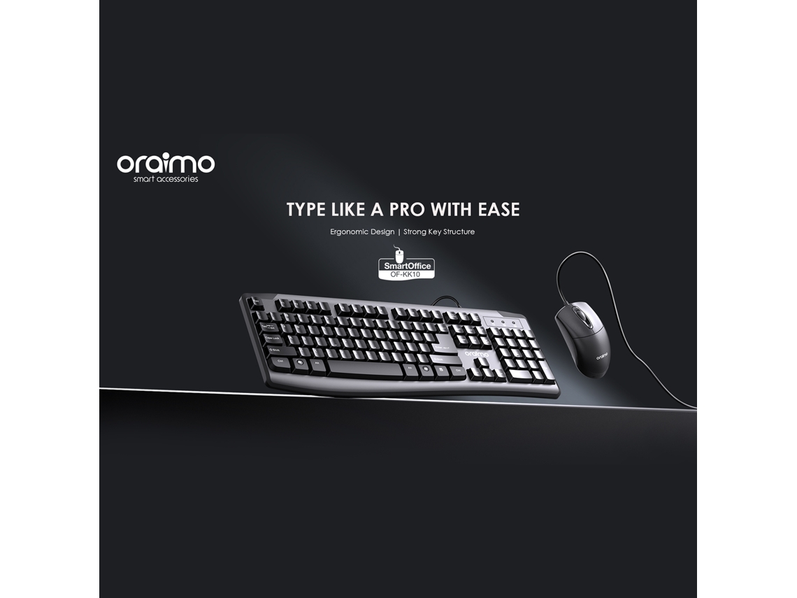 Aetheria oraimo Of kk10 Combo Teclado e Mouse Set com Cabo 1,5m e Dpi 1200