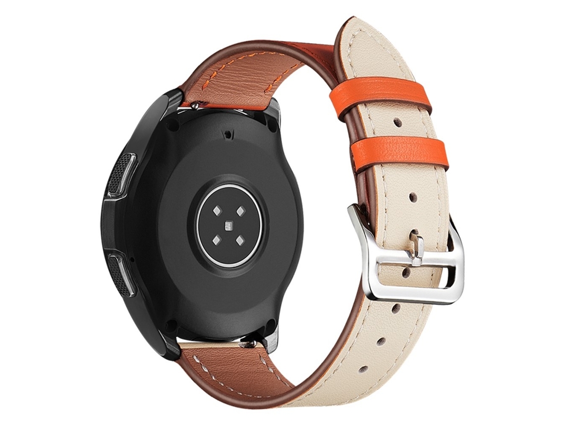 Bracelete de Couro Genuíno 20Mm Ajustável para Haylou Ls02/Rs4 Plus Laranja/Bege