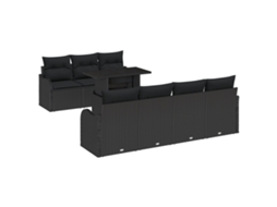 Conjunto 8 Móveis Para Exterior Vidaxl Preto Vime Pe (100 X 55 X 73 Cm)
