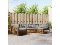 Vidaxl Conjunto De Sofás Para Exterior 6 Unid. Cinza Natural E Claro