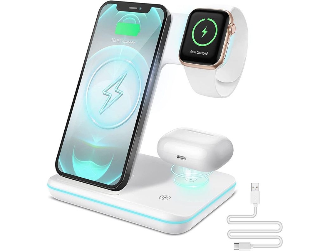 Carregador Sem Fio 3 Em 1, Compatível Com Iphone 13 E 12