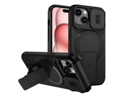 Capa Com Suporte Magsafe Para Iphone 15 - Abertura Deslizante Com Proteção De Câmara