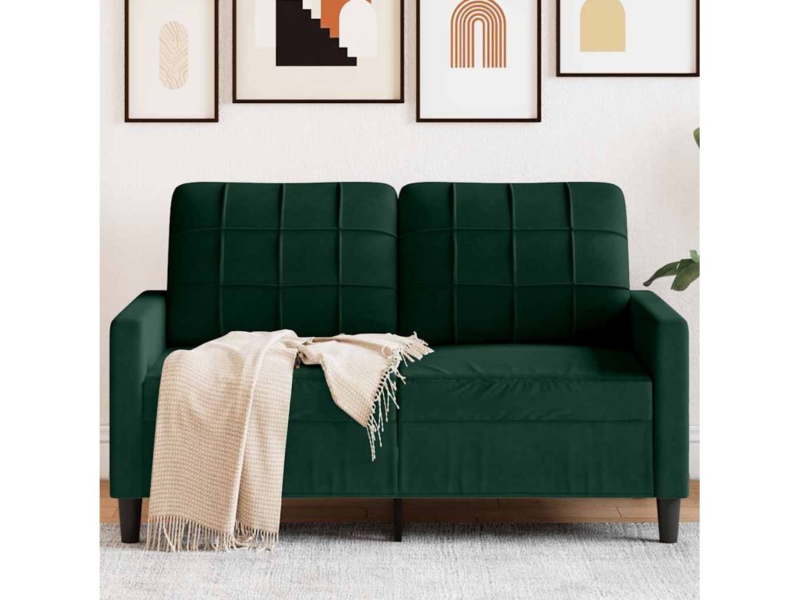 Vidaxl Sofá De 2 Lugares 120 Cm Veludo Verde-escuro