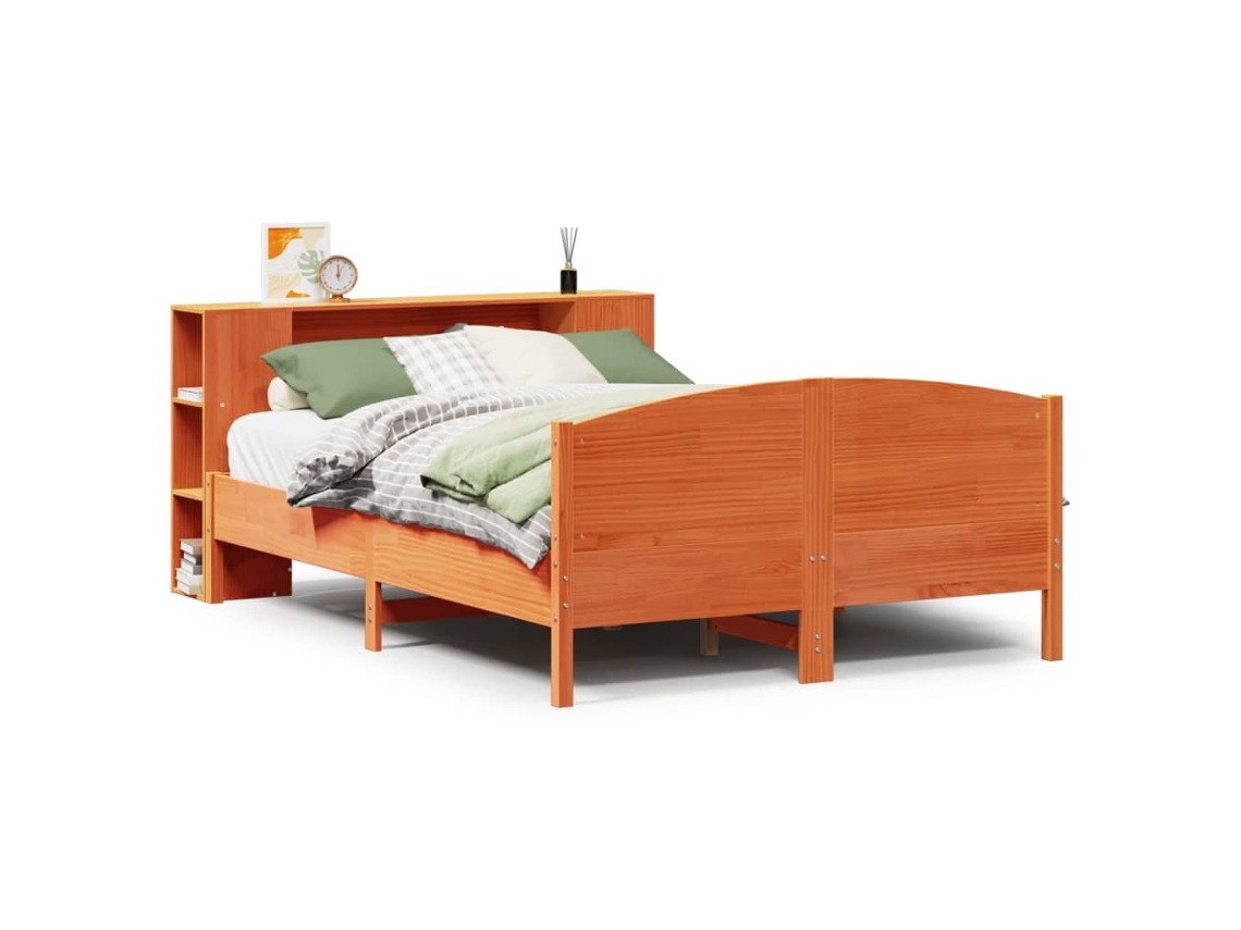 Cama com Estante Sem Colchão 150x200 Cm Pinho Maciço MAISON EXCLUSIVE