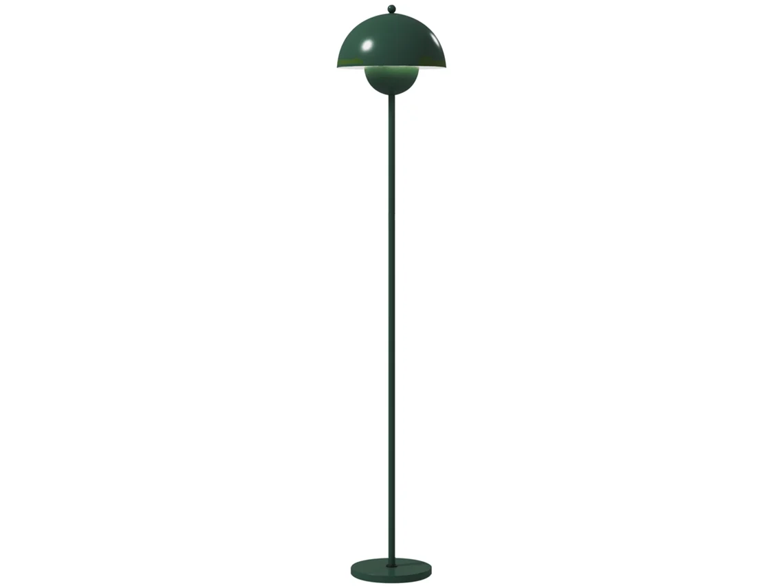 Luminária de chão Terra com paraluminosidade semicircular e interruptor de pedal, em aço, Ø30x155 cm, verde.