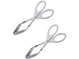 Pinzas para Pan, Pinzas de Servicio de Cocina de Acero Inoxidable para Barbacoa (2 Piezas, Plata)
