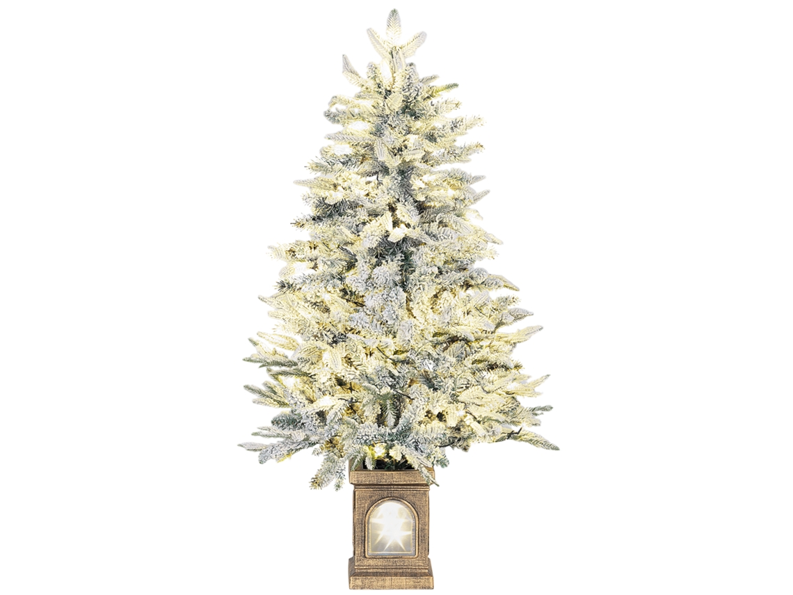 Árvore De Natal Artificial Nevada, 100 Luzes Led 8 Modos, Plástico, Verde+branco