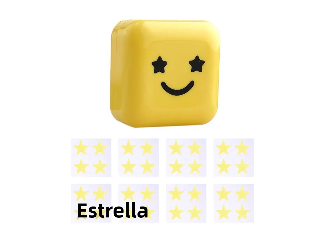 (amarelo) Adesivos Antiacne Em Formato De Estrela Nas Cores Amarela E Azul, Com Estojo E Espelho, Para Aplicação Temporária No Rosto.
