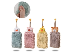 4 toalhas de mão com laço, animais cartoon, microfibra, absorvente, S/MARCA