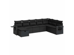 Conjunto de 8 Sofás de Jardim com Almofadões Vime Pe Preto MAISON EXCLUSIVE (N/A)