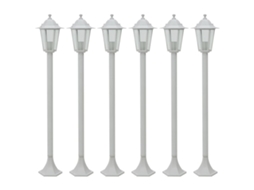 Vidaxl Candeeiros De Pé Para Jardim 6 Pcs E27 110 Cm Alumínio Branco