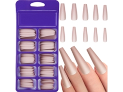 100 Peças Unhas Postiças Foscas Bailarina Extra Long Coffin Unhas Falsas De Cor Sólida Com Caixa Para Mulheres E Meninas