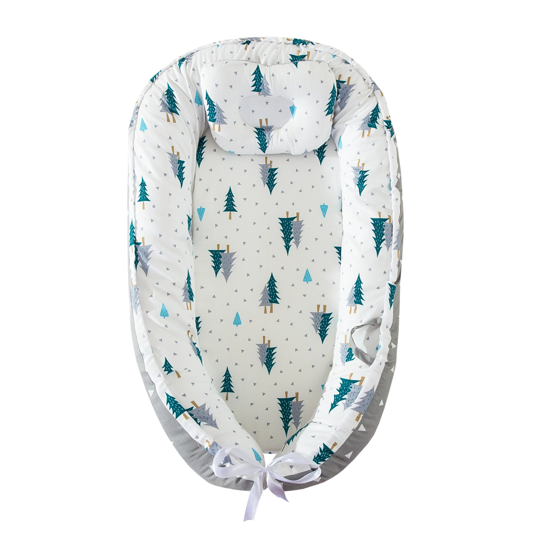 Ninho de Bebé EIFSON 0 24 Meses com Almofada Algodão Macio 85x55cm (cinza Floresta)