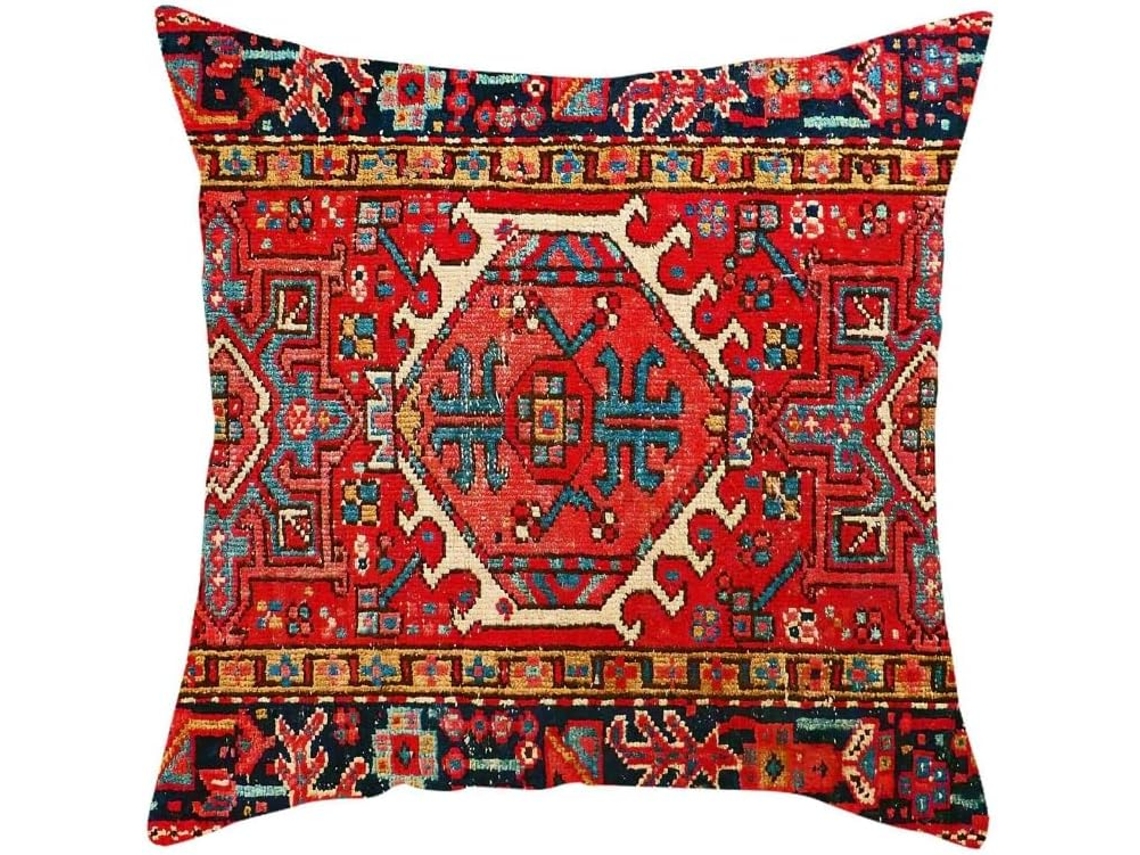 Capa De Almofada Em Linho Com Estampa Turca - 45 X 45 Cm - Para Sofá E Poltrona - Para Sala De Estar