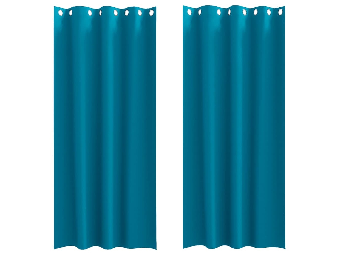 Conjunto 2 Cortinas Opacas Vidaxl Azul-turquesa Poliéster (260 X 140 Cm)