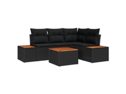 Vidaxl Conjunto De Sofá De Jardim 5 Unid. Preto Rattan Sintético