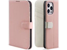 Estojo De Pele Para Iphone 15 Pro Max, Rosa, Textura De Lichia, Fecho Lateral, Estilo Carteira, Capa Flip