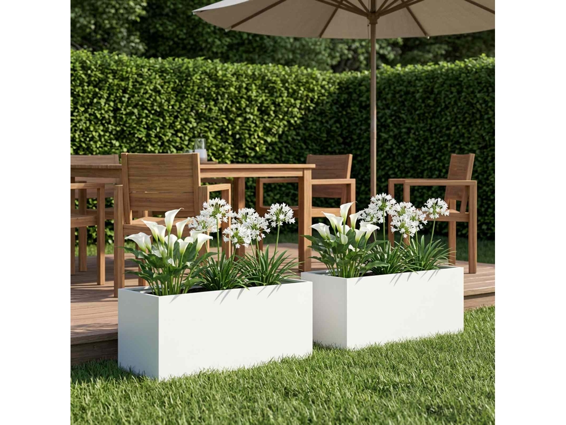 Vidaxl Vaso De Jardim 2 Unid. Branco 80 X 40 X 40 Cm