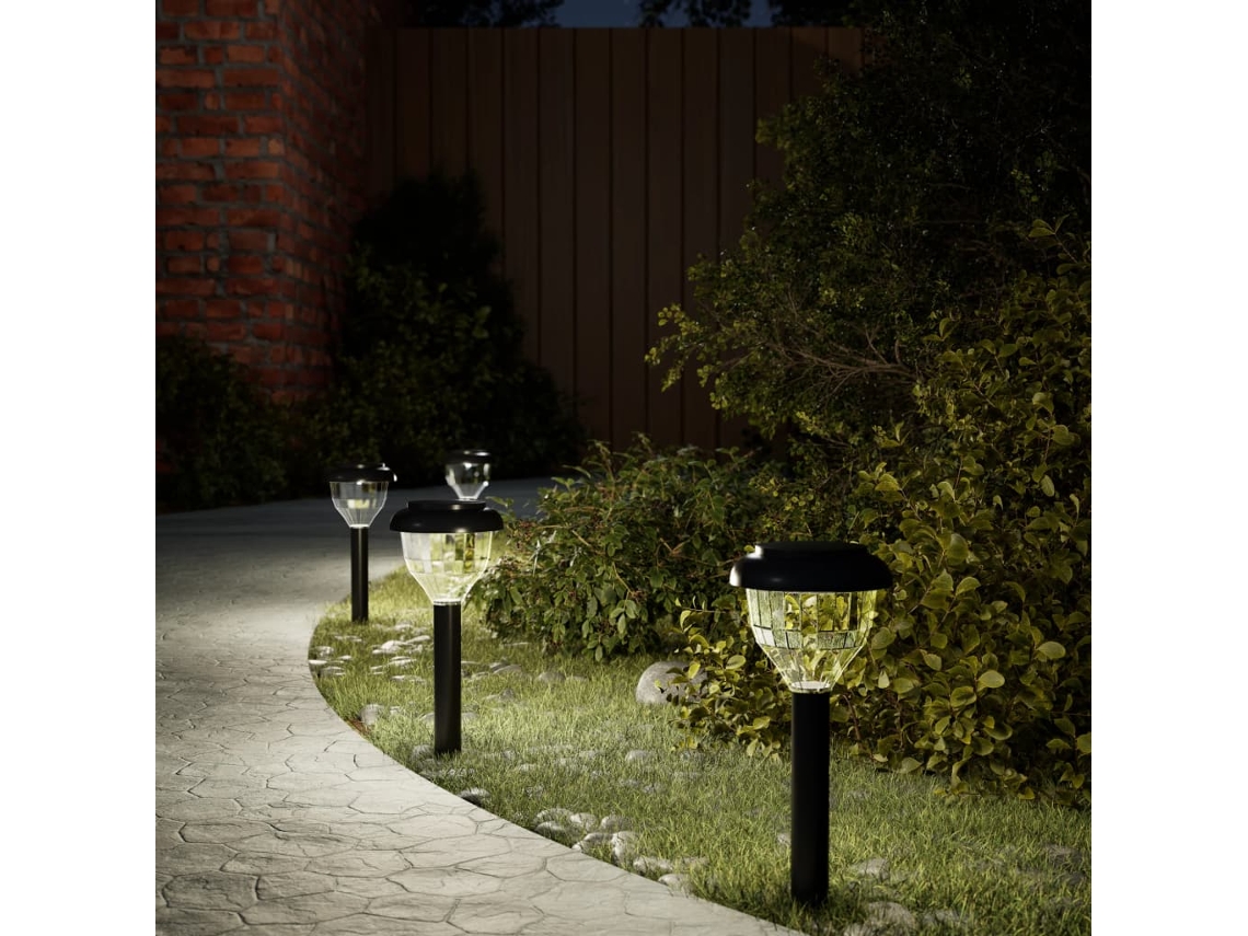 Vidaxl Luzes Solares P/ Caminhos C/ Espigões 4 Pcs Branco Quente E Rgb