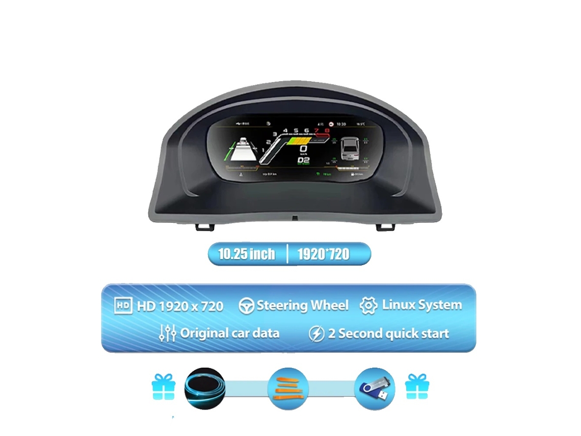 Painel Digital, Tela Lcd De 10,25 Polegadas, Suporte Multilíngue, Para Scirocco 04-08