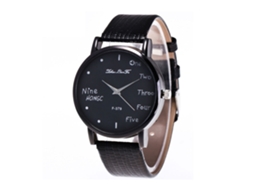 Reloj Analógico De Cuarzo Unisex Con Correa De Cuero Pu Dial Negro Zhoulianfa