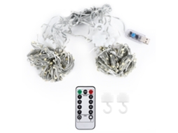 Cortina de luzes LED 2026 3x3M com 300 LEDs e controle remoto USB para decoração de Natal, casamentos e festas.