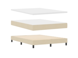 Conjunto 1 Cama Box Vidaxl Creme Tecido (140 X 200 Cm)