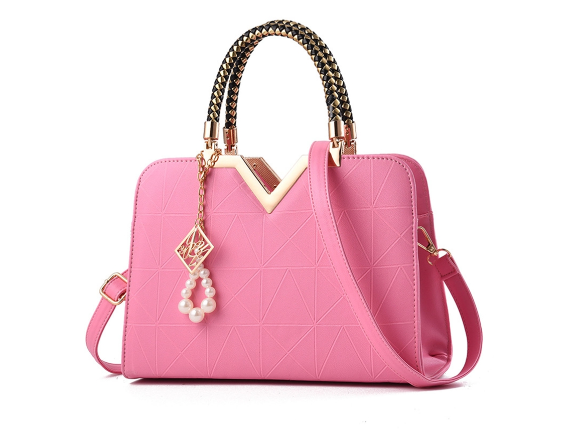 Bolsa Transversal Feminina de Couro Pu Grande Capacidade Elegante com Pingente para Trabalho Encontro