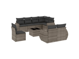 Conjunto de Sofá de Jardim, 9 Peças, Almofadas, Rattan Cinza MAISON EXCLUSIVE