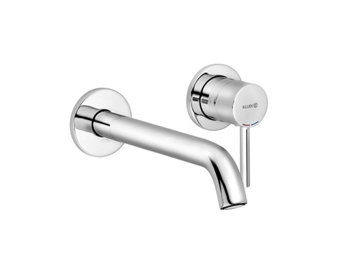 Misturadora Monocomando De Parede Kludi Bozz Com Dois Furos, De 230 Mm De Saliência, 382450576, Cor Crómio