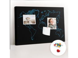 Painel De Cortiça Para Parede Contorno Do Mapa-múndi Para A Sala De Estar Espelharte (60x40 Cm)